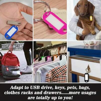 100 piezas/50 piezas Contenedor de llaves de plástico, etiquetas de llaves con anillo y ventana de etiqueta, surtido; Etiquetas de equipaje de llave de plástico de colores, anillos de llaves con tarjeta de nombre, color, varios colores, duradero, adecuado para viajes, actividades al aire fines de identificación, Juego de etiquetas de llavero de plástico, etiqueta de llave de equipaje, duradera y escribible, etiqueta extraíble adecuada para mascotas, libros, electrónicos, viajes, tarjeta de identificación de plástico resistente.