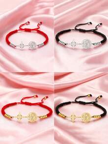 TEAMER 1 件男女不锈钢神秘女巫结空心星形吊坠可调节黑红绳手链，幸运礼物 - 時尚系列 - 查看 5