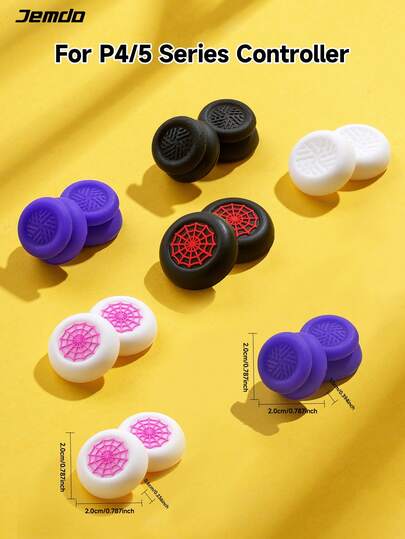 2pcs Silicone Thumb Grip Joystick Caps, Compatible With PS4/PlayStation5 Controller, Game Accessories - Joystick Caps, PlayStation5 Controller Thumb Grips, FPS Button Caps, P4/P5 Controller Performance Thumb Grip Caps, Spider Pattern