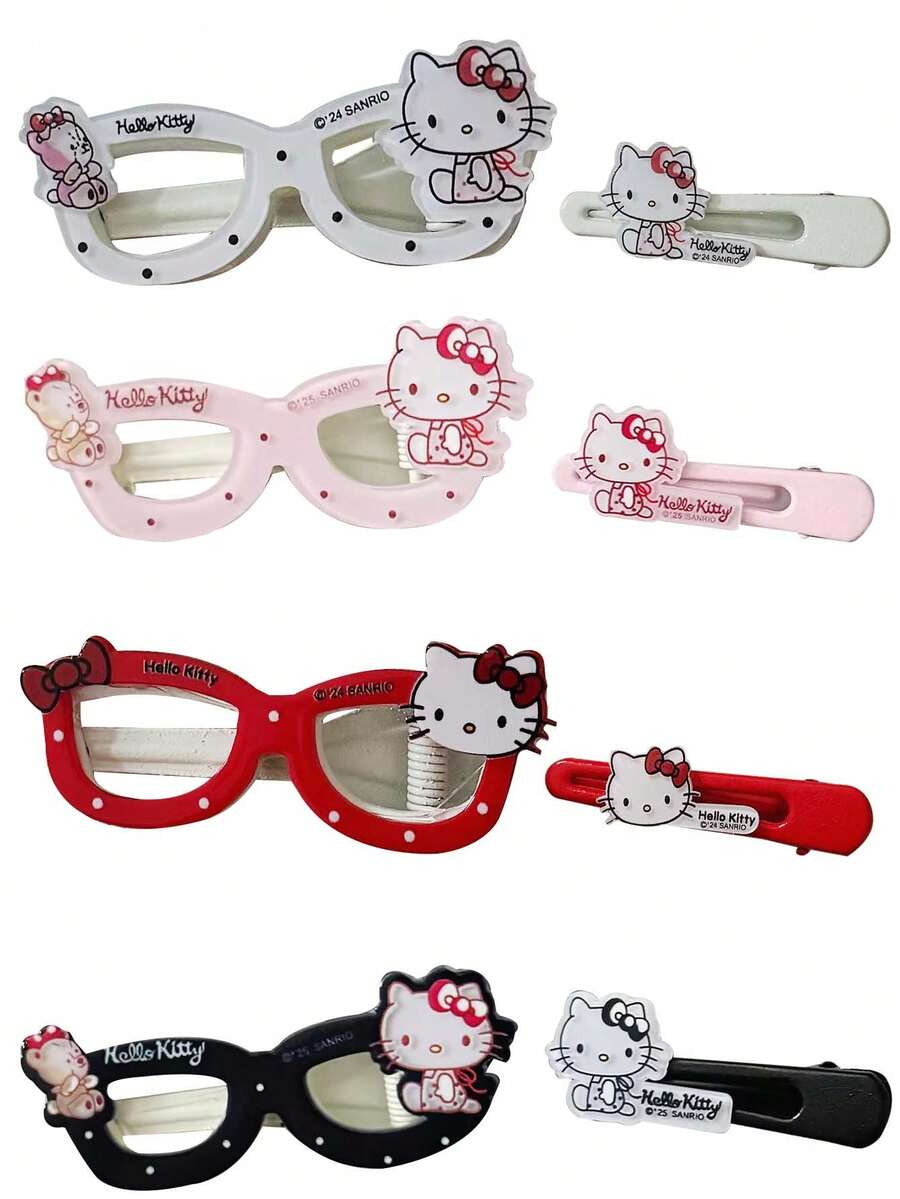 Sanrio 2 piezas Clip de pelo con diseño de Hello Kitty de dibujos animados, regalo de Navidad con decoración navideña linda