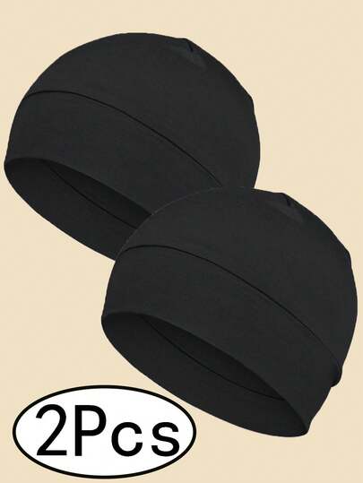 2Pcs Skull Caps For Men Women Lightweight Beanie Sleep Hats Breathable Helmet Liner Beanies For Men Women Helmet Liner Lightweight Sleeping Cap For Chemo Hair Loss