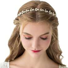 1 pieza Diadema con brillantes de rhinestone, diadema nupcial con organza para mujeres, tocado para fiesta de boda