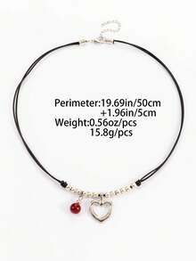 1 Piece / 3 Pieces Set: European American Gothic Pagan Style Hollow Heart-Shaped Red Beaded Pendant Leather Cord Beaded Necklace, Collarbone Chain + Round Ring + Heart-Shaped Bracelet, Suitable For Women's Daily Wear And As Halloween Christmas Gifts