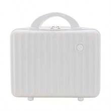 14 Inch Portable Suitcase, Cosmetics Storage Hard Shell Suitcase, Mini Small Convenient Travel Suitcase. There Is An Elastic Band On The Back That Can Be Worn Over The Luggage Handle. There Are Three Colors To Choose From: Black, White, And Pink. The Size Is 30cm * 16cm * 23cm
