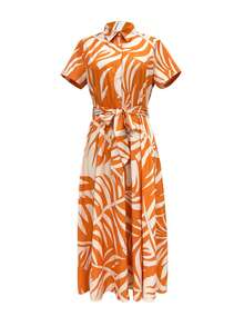 女士波西米亚风夏装、女士夏季服装、度假服装 - 橘色 - 查看 2