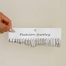 1-80pcs Fashionable Minimalist CCB Material Stud Earrings Set, Geometric Textured Earrings, Suitable For Women's Daily Wear, Gift For Girlfriends/Family/Friends