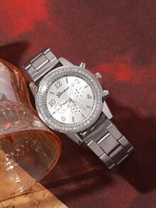 6pcs Gorgeous Women's Quartz Watch Set With Bracelet, Necklace, Ring, Earrings Jewelry Set, Round Dial, Personalized Non Scale Design, Fixed Size Strap, Suitable For Festival Gifts And Daily Wear, Excluding Packaging Box