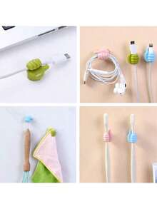10pcs Thumb Hook Hub, Creative And Cute Data Cable Storage And Cable Organizer, Desktop Tidy-Up, Thumb Sticky Hook
