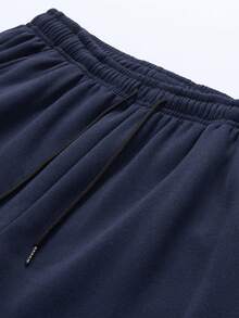 New Men's Casual Sweatpants, Loose Fit Drawstring Waist Thermal Lined Joggers, Versatile For Autumn/Winter - Blue - View 7