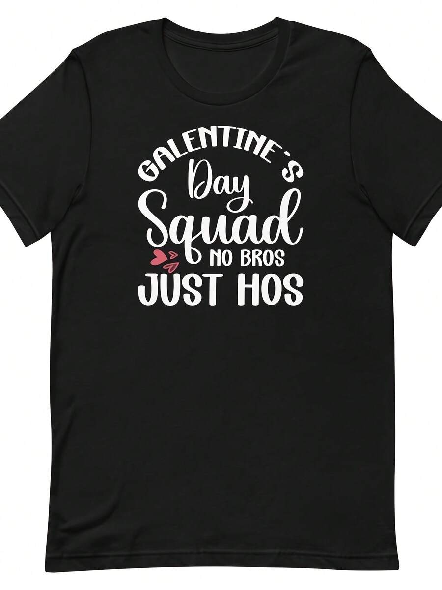 Anti VaL*Entines GaL*Entine's Day S*Quad S*Hirt, Funny VaL*Entine's Day T*EE, Cute VaL*Entine's Day S*Hirt, VaL*Entine's Day S*Hirt For WoM*En V0089220G Pure Cotton T-S*Hirt - Send Warmth To Your Loved Ones, A Perfect Birthday Gift And Day Surprise - 黑色3 - 查看 1
