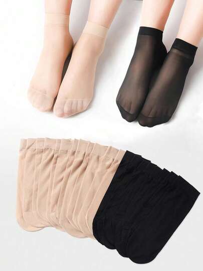 10/5 Pairs Women's Ankle High Sheer Socks For Women Nylon Socks Soft Tight Hosiery With Reinforced Toe2pcs6pcs8pcs10pcs12pcs24pcs