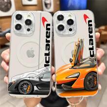 Custodia per telefono SuperCar M- per iPhone Plus 11 13 12 14 15 16 Pro Max, guscio trasparente con copertura senza fili magnetica Magsafe