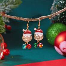 European And American Christmas Party Fashion Pearl Earrings, Snowman Earrings, Women's Minimalist, High-End Colorful Christmas Hats, Snowman Earrings