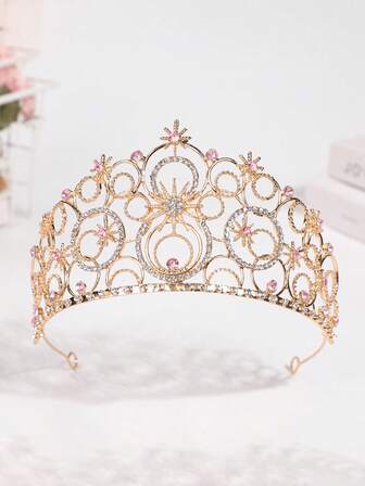 1pc Elegant Witch Crown, Beauty Pageant Crown, Wedding Headpiece, High-End Hair Accessory, European & American Bridal Crown