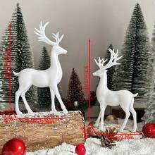 1pc White Deer Decor, Suitable For Entryway, Living Room, Study, Office, Luxury Wine Cabinet, Nordic Modern Minimalist Home Decor, Birthday, Christmas, Thanksgiving, Christmas Decoration