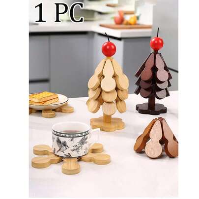 一棵树隔热垫防烫耐高温家用餐桌垫，高档圣诞树葫芦餐桌锅碗垫摆件，创意造型，既隔热又装饰，弹性收缩，使用灵活，收纳方便，可放置锅/杯/盘/碟，居家必备