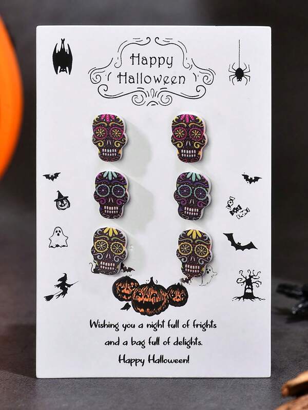 3 Paar Halloween Acryl Cartoon weiße Geist Fledermaus Ohrstecker, dunkel Gothic übertriebene Kürbis süßer Geist Ohrringe Set, Damen Mode Ohrringe für Halloween Party