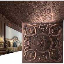 Art3dwallpanels 12 Pack Drop Ceiling Tiles, 24 X 24 Inch High Grade PVC 3D Wall Panels Vintage Flower Pattern For Interior Wall Decor, Fire Rated, Waterproof, Antique Copper