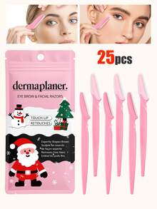 33-Piece Multifunctional Eyebrow & Hair Removal Kit, Christmas Pink/Black, Various Colors Available, Pink/Black Eyebrow Razor, Sharp Stainless Steel Eyebrow Trimmer With Cover - Portable Women's Painless Hair Remover (Product Surface May Have Some Scratches) - Christmas Bag - View 14