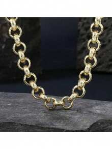 1 pieza Collar de moda para hombres con cadena de anillo circular de 12 mm con patrón punk y cierre OT, regalo de cumpleaños y festividad adecuado para uso diario de los hombres