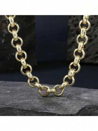 1 件 12 毫米朋克圆环图案链 OT 扣男士时尚项链，生日和节日礼物，适合男士日常佩戴