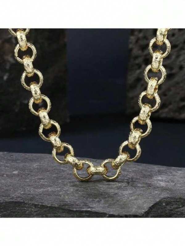 1 peça 12 mm anel circular punk com padrão de corrente fecho OT colar de moda masculina, presente de aniversário e feriado adequado para uso diário masculino