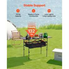 Folding Camping Table, Portable Roll Up Side Tables, Lightweight Aluminum Beach Table With Adjustable Height, Large Storage Bag And Carry Bag, For Outdoor BBQ Tailgating Picnic, Travel, Black - 46-inch Black Rectangle - View 3