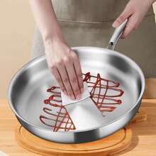 1pc Thick 304 Stainless Steel Frying Pan, 304 Stainless Steel Pot, Suitable For Gas Stove And Induction Cooktop, Non-Coated Kitchen Cookware, Suitable For Steak Frying