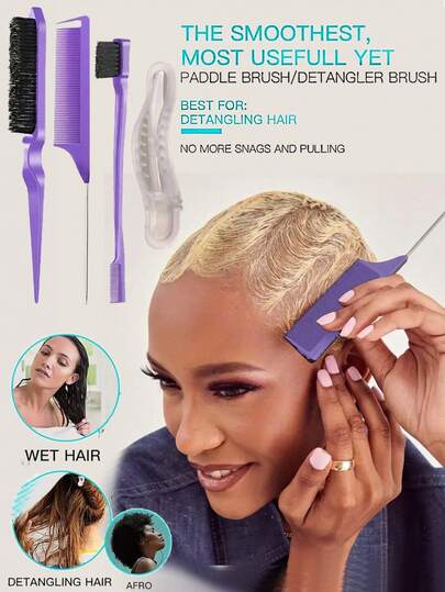 4PCS Smooth Hair Styling Tool Set, Protecting Your Hair During Styling, Precision Edge Brush, Mouse Tail Comb, Dual Brush, Men's And Women's Smooth Brush, Slick Back Brush, Barber Accessories, Hair Dryer, Hair, Barber, Hair Tools, Hair Products, Edge Brush, Styling Brush, Barber Accessories, Hair Dryer, Hair Stuff, Hair Spray, Curly Hair Products, Hairdressing Equipment, Accessories, Hair Cutting Scissors, Christmas, Barbershop, Barber Accessories, Hairdressing, Travel Essentials, Travel Essential, Hairstyle, Hairdressing,Hair,Travel,Hair Products,Hair Tools,Hair Stuff,Barber,Barber Accessories,Barbershop,Hairdressing Equipment