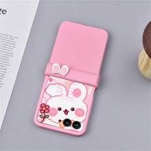 Cute Pink Rabbit Ear Phone Case With Anti-Lost Lanyard, Compatible With Samsung Galaxy ZFlip7 Z Flip6 ZFlip 5 Zflip6 Zflip5, Shock-Proof Back Cover, Also Compatible With Motorola Phones - Pink - View 5