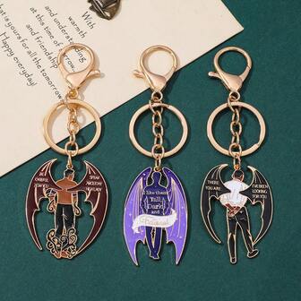 Creative Dark Demon Wing Character Keychains, Fun Quote Keychains, Fantasy Keychains For Clothing & Bag Decoration, Perfect Gifts For Friends, Ideal Gift Choices For Halloween & Christmas Seasons