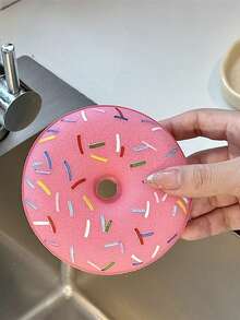 甜甜圈造型海绵洗碗刷，创意锅具清洁刷，可盛放洗洁精，厨房清洁刷，不粘锅，不锈钢锅刷，长柄钢丝球厨房清洁刷，洗碗刷，不掉毛 - 彩色 - 查看 9