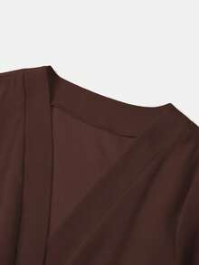 Style bohème Veste longue en mousseline de soie noire à taille resserrée, assortie à un poncho fluide - Tissu léger, non extensible, convient pour le printemps et l'automne