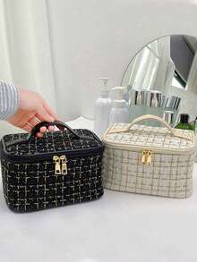 1个可爱旅行化妆包，双层化妆品收纳包，大容量洗漱包，多功能化妆包，旅行包，手提包，适用于宿舍/浴室/旅行/酒店，圣诞礼物，万圣节礼物，送给妈妈、爱人、同事、朋友、邻居的礼物 - 彩色 - 查看 8