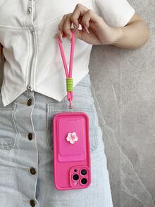 花朵 1 件花瓣马卡龙设计手机壳带挂绳，兼容三星 Galaxy S25、S24、S24 Plus/S24+、S24 Ultra、S24 FE、S20、S21、S22、S23 和 11/11 Pro/11 Pro Max、12/12 Pro/12 Pro Max、13/13 Pro/13 Pro Max、14/14 Pro/14 Pro Max、15/15 Pro/15 Pro Max、16/16 Pro/16 Pro Max、16E - 带握把和配套挂绳的硅胶外壳，军用级防震保护 - 玫紅色 - 查看 5