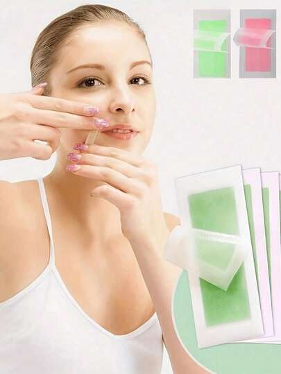 1 pièce/20 pièces Bandes de cire faciale, épilation faciale, kit d'épilation rapide et indolore, convient à tous les types de peau, convient aux hommes et aux femmes
