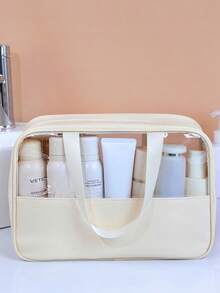 3pcs/1pc Travel Toiletry Bag, Large Capacity Makeup Bag, Waterproof Makeup Brush Organizer, Multi-Functional Cosmetic Storage Bag, Handbag, Bathroom Skincare Products Organizer, Suitable For Lipstick, Makeup Brushes, Makeup Pens, Eyeshadow, Mirror, Eyeliner, Lip Gloss, Skincare, Toothbrush, Toothbrush Cup, Soap, Shampoo, Comb, Watch, Phone, Necklace, Jewelry, Digital Products Storage