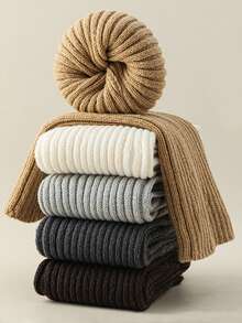 5 pares de calentadores de piernas aleatorios, cálidos, adelgazantes, de unicolor, estilo japonés/coreano dulce hasta el muslo, para otoño/invierno, acogedores