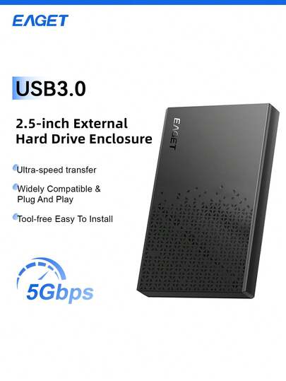 6.35cm HDD Enclosure, Micro-B To USB 3.0 Adapter, SATA III 5Gbps Solid State Hard Drive Case (No HDD Or SSD Included), Tool-Free Hard Drive Enclosure, Plug And Play Ready With UASP