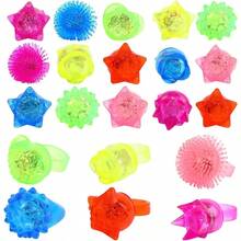 CCINEE 24Pcs Light Up Rings Flashing Assorted Colorful LED Rubber Bumpy Jelly Rings Glow In Dark Finger Toys For Party Supplies Prizes Novelty Gifts Party Bag Filler