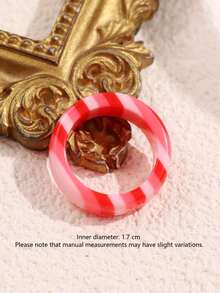5pcs/Set Red & Green Striped Jelly Rings, Christmas Color Dopamine Ring Set, Everyday & Holiday Stacking Jewelry For Women, Autumn/Winter