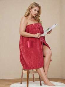 2pcs/Set, Size 80*210 Cm/80*160 Cm, 350 Gsm, Extra Large Bath Robe + Adjustable Princess Bath Cap, Suitable For M-XXXXL, Thick Bath Robe For Home, Travel, Sauna, Spa, Size 32.31*84.65 In/32.31*64.96 In. Essential For Back To School Season - Multicolor - View 8