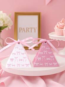 12Pcs Bow Triangle Gift Box,Triangular Gift Box,Triangle Pyramid Candy Gift Box,Baby Shower Party Favor Box,Pink Birthday Decorations,Bow Birthday Decorations,Pink Bow Birthday Decorations,Baby Shower Party Decor,Gender Reveal Party Decor,1st Birthday Party Decoration