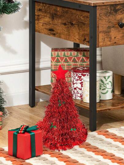 1pc Christmas Tree Hat, Red Tinsel Christmas Hat, Christmas Party Photo Prop