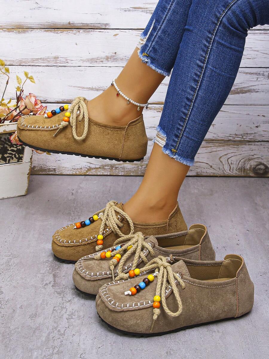 1 Paio di Scarpe Flat da Donna, Design Bohémien Popolare, Confortevoli e alla Moda, Suola Interna Morbida ed Elastica, Adatte per Uso Interno ed Esterno