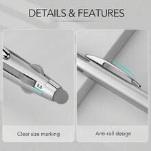 1 chiếc dụng cụ vẽ chấm móng nghệ thuật 4 trong 1, dụng cụ đa chức năng vẽ chấm/hoa/nghệ thuật móng, thích hợp cho các tiệm nail, dụng cụ vẽ móng dạng bút có vạch thước và đầu ấn, thích hợp cho việc vẽ, khắc, đính đá DIY và sử dụng trong các salon, màu bạc. - Nhiều màu - Xem 11