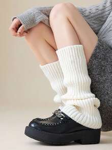 5 pares de calentadores de piernas aleatorios, cálidos, adelgazantes, de unicolor, estilo japonés/coreano dulce hasta el muslo, para otoño/invierno, acogedores