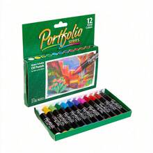 Pasteles al óleo Crayola Classpack, 12 colores surtidos, solubles en agua, suministros escolares Serie Portfolio de pasteles al óleo, ideal para regalos navideños - 12 colores - Ver 1