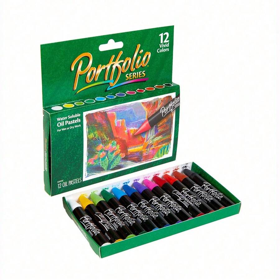 Pasteles al óleo Crayola Classpack, 12 colores surtidos, solubles en agua, suministros escolares Serie Portfolio de pasteles al óleo, ideal para regalos navideños - 12 colores - Ver 1
