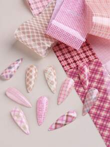 1 Gói Giấy Dán Móng Tay Họa Tiết Caro Hồng Tự Làm, Kiểu INS, Ruy Băng Đốm Hồng Dễ Thương Kawaii, Miếng Dán Móng Tay Trang Trí, Thích Hợp Cho Nghệ Thuật Làm Móng Và Tiệm Làm Móng. - Nhiều màu - Xem 8